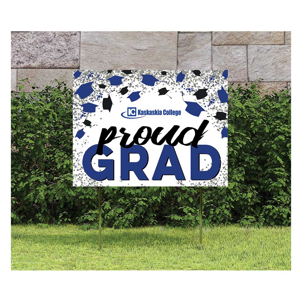 18x24 Lawn Sign Grad with Cap and Confetti Kaskaskia College Blue Devils
