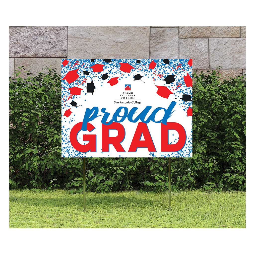 18x24 Lawn Sign Grad with Cap and Confetti San Antonio College Armadillos