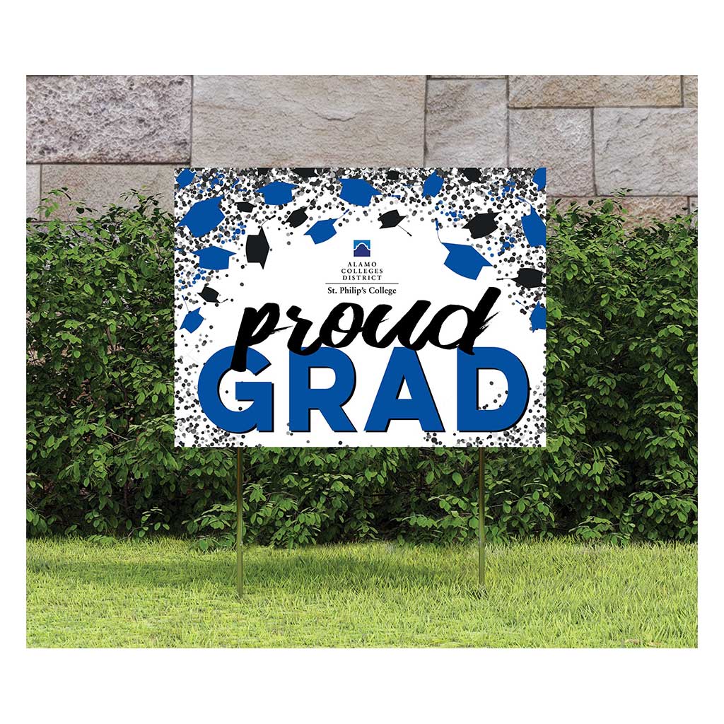 18x24 Lawn Sign Grad with Cap and Confetti St. Philips College Tigers