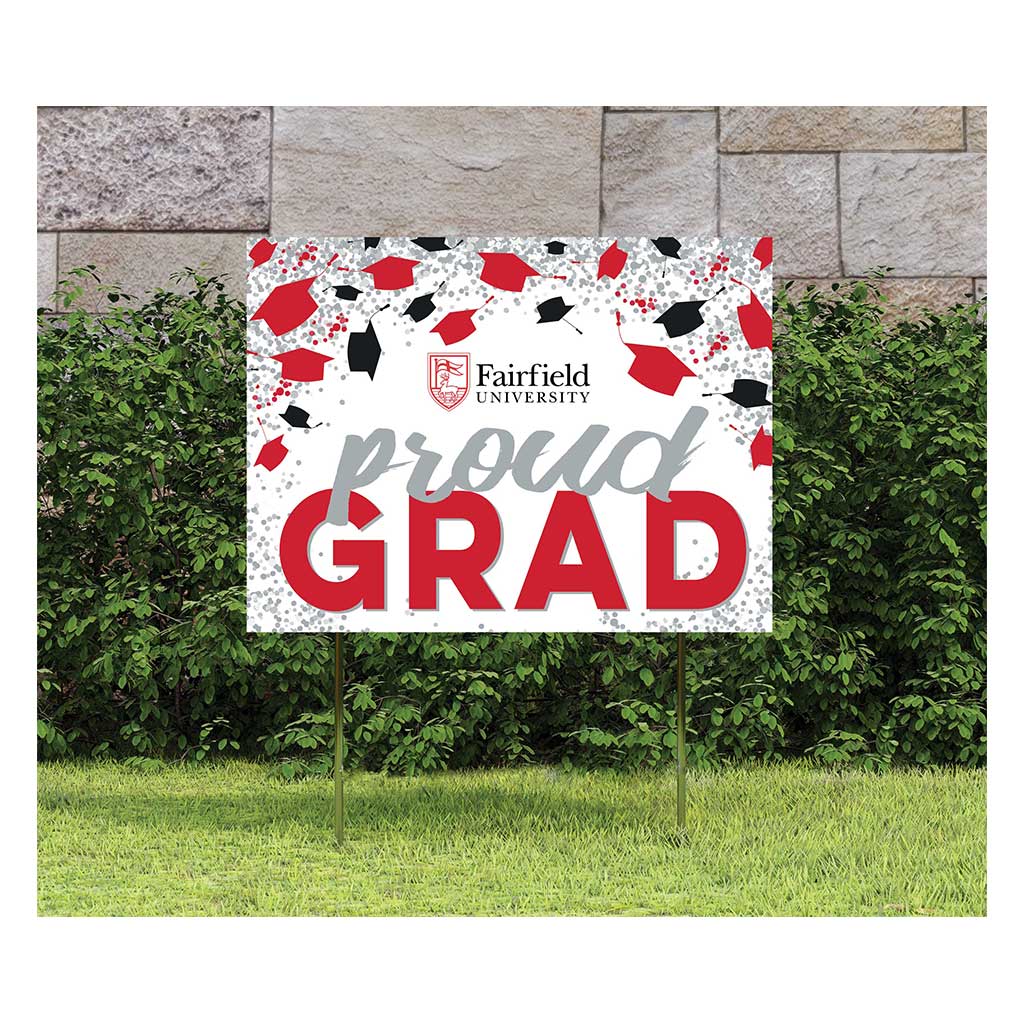 18x24 Lawn Sign Grad with Cap and Confetti Fairfield Stags