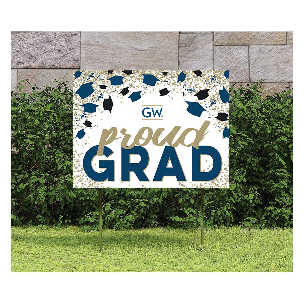 18x24 Lawn Sign Grad with Cap and Confetti George Washington Univ Colonials