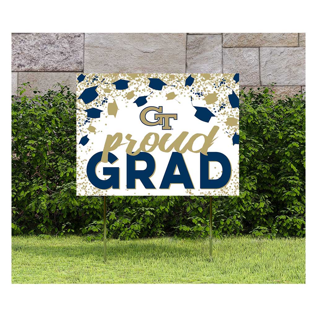 18x24 Lawn Sign Grad with Cap and Confetti Georgia Tech Yellow Jackets