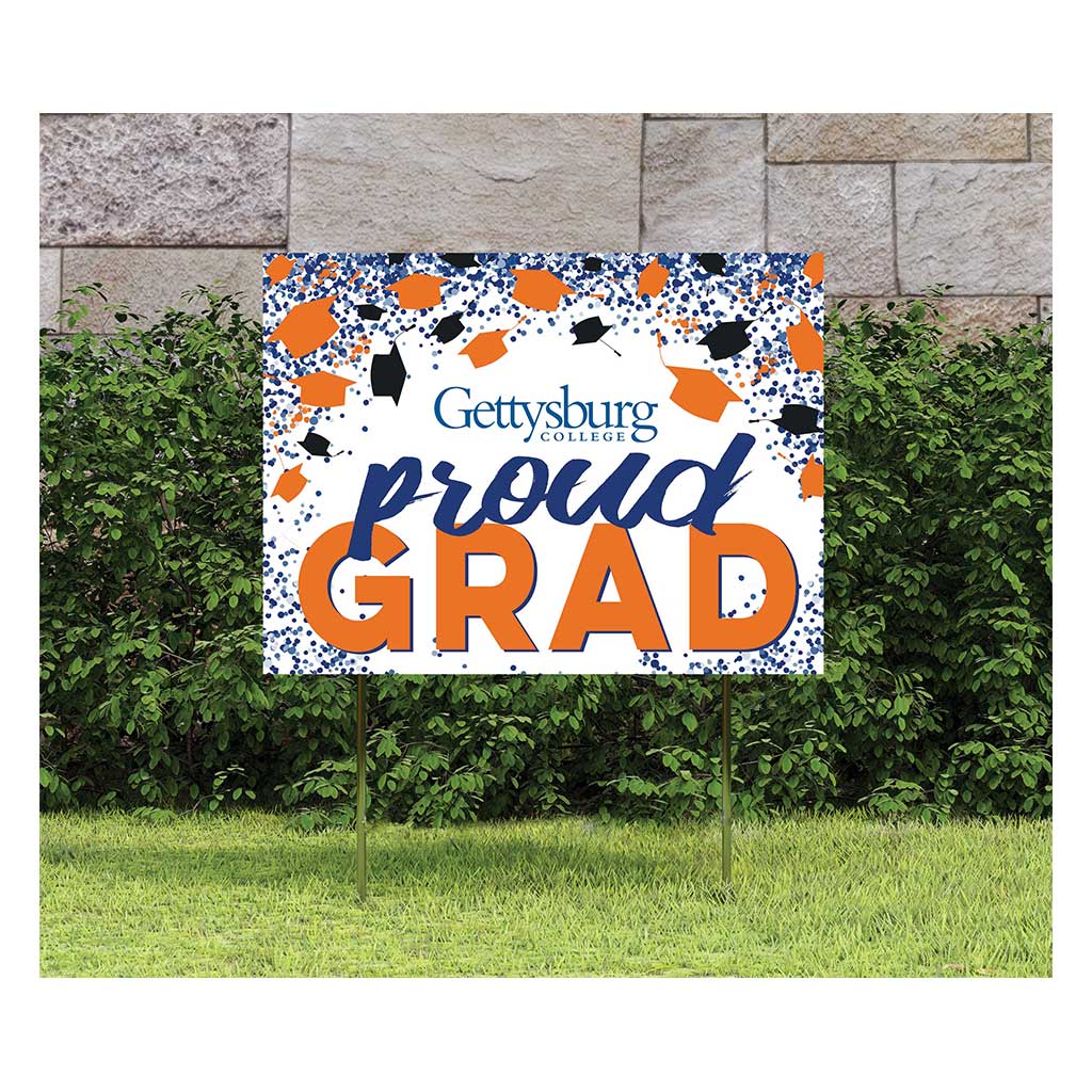 18x24 Lawn Sign Grad with Cap and Confetti Gettysburg College Bullets