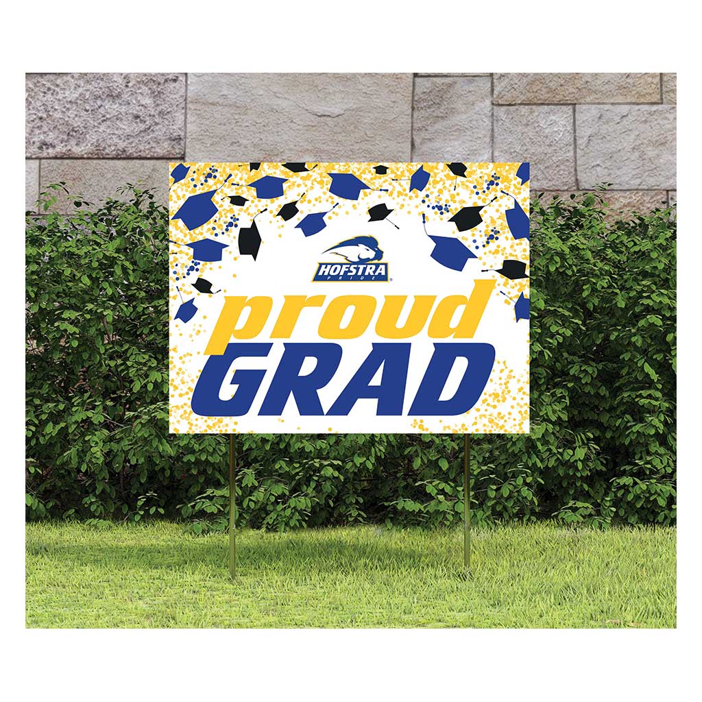 18x24 Lawn Sign Grad with Cap and Confetti Hofstra Pride