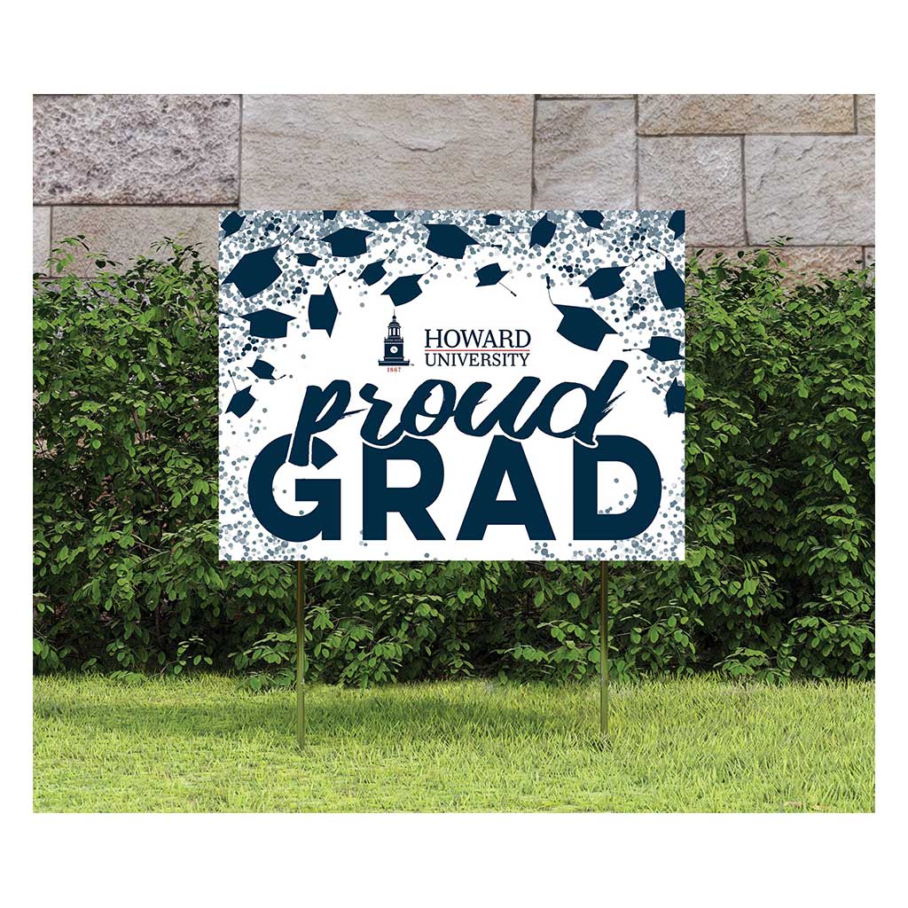 18x24 Lawn Sign Grad with Cap and Confetti Howard Bison