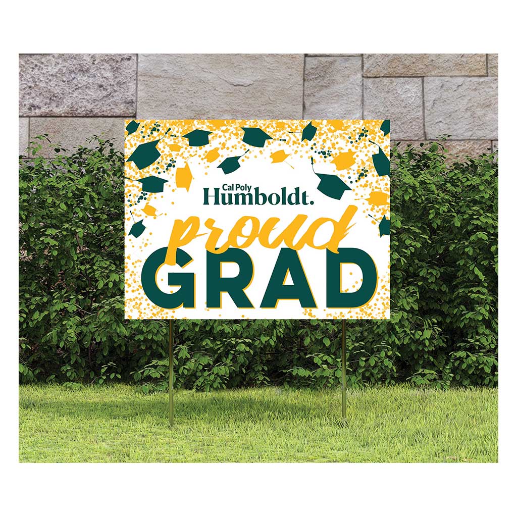 18x24 Lawn Sign Grad with Cap and Confetti Humboldt State Lumberjacks