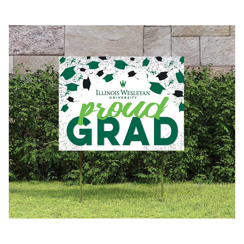 18x24 Lawn Sign Grad with Cap and Confetti Illinois Wesleyan Titans