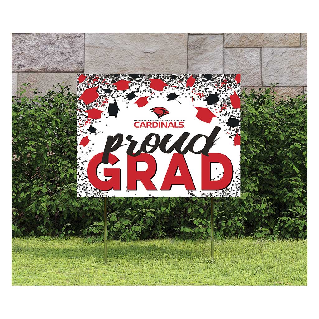 18x24 Lawn Sign Grad with Cap and Confetti Incarnate Word Cardinals