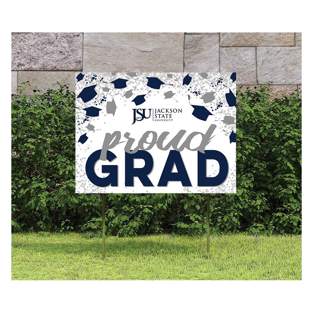 18x24 Lawn Sign Grad with Cap and Confetti Jackson State Tigers
