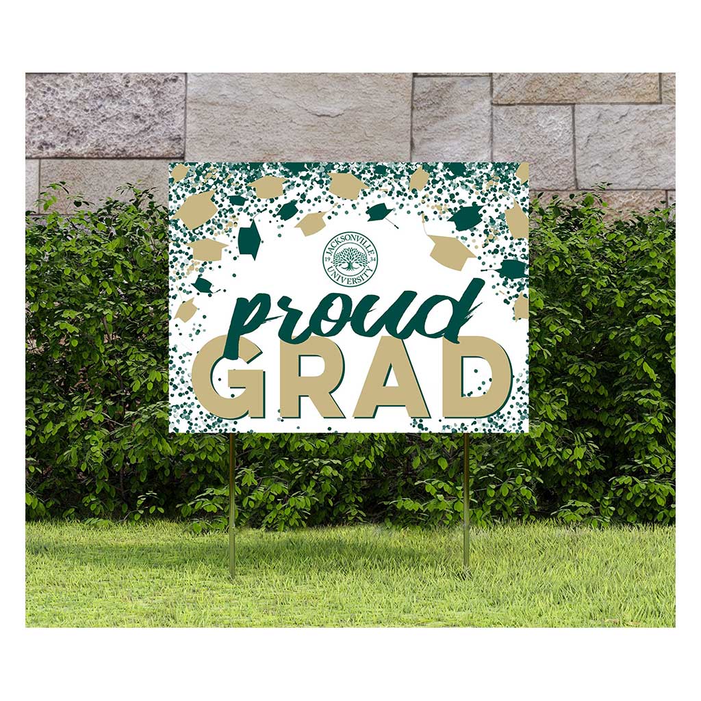 18x24 Lawn Sign Grad with Cap and Confetti Jacksonville Dolphins