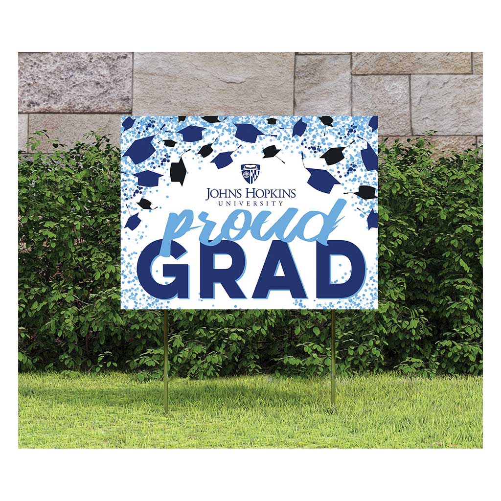 18x24 Lawn Sign Grad with Cap and Confetti Johns Hopkins Blue Jays