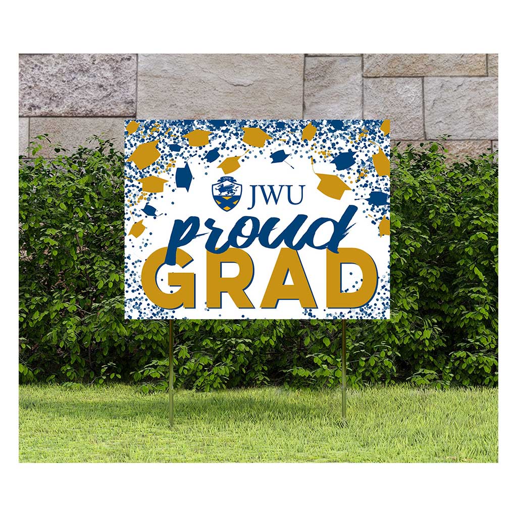18x24 Lawn Sign Grad with Cap and Confetti Johnson & Wales Wildcats
