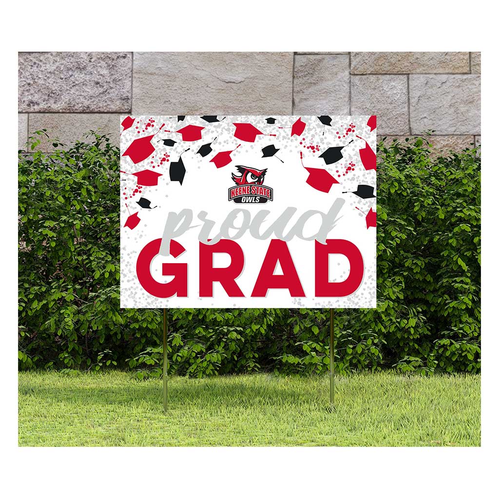 18x24 Lawn Sign Grad with Cap and Confetti Keene State College Owls