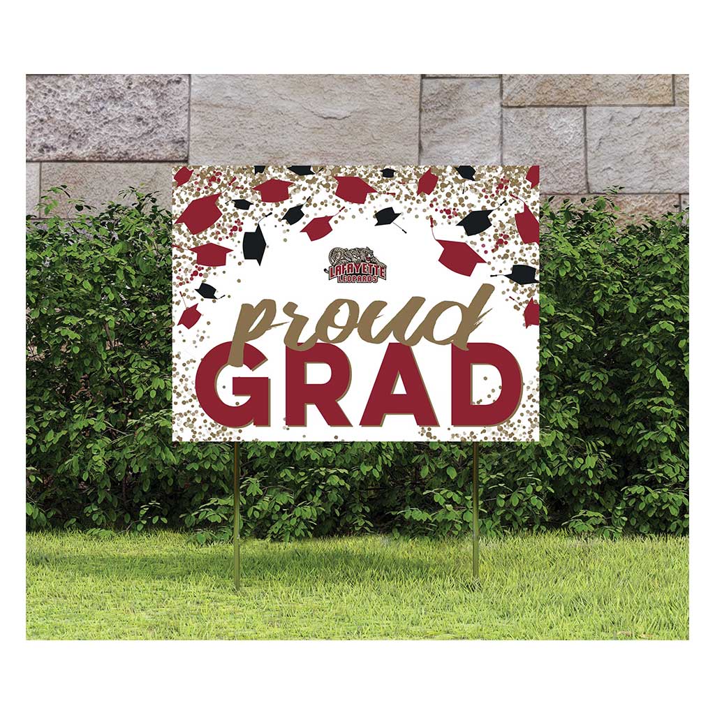 18x24 Lawn Sign Grad with Cap and Confetti Lafayette College Leopards