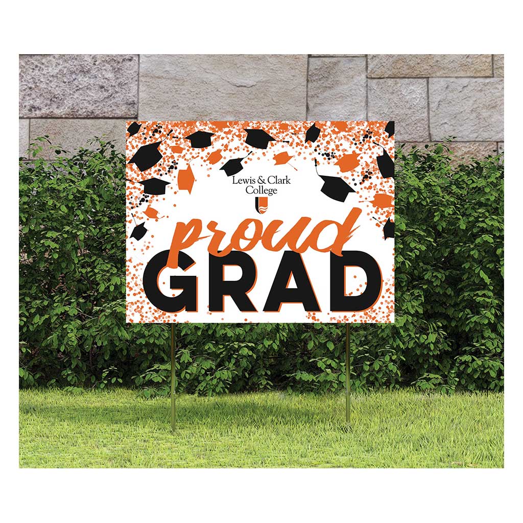 18x24 Lawn Sign Grad with Cap and Confetti Lewis and Clark College Pioneers