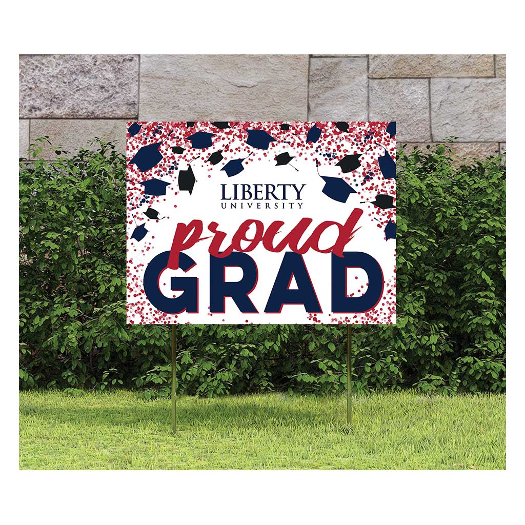 18x24 Lawn Sign Grad with Cap and Confetti Liberty Flames
