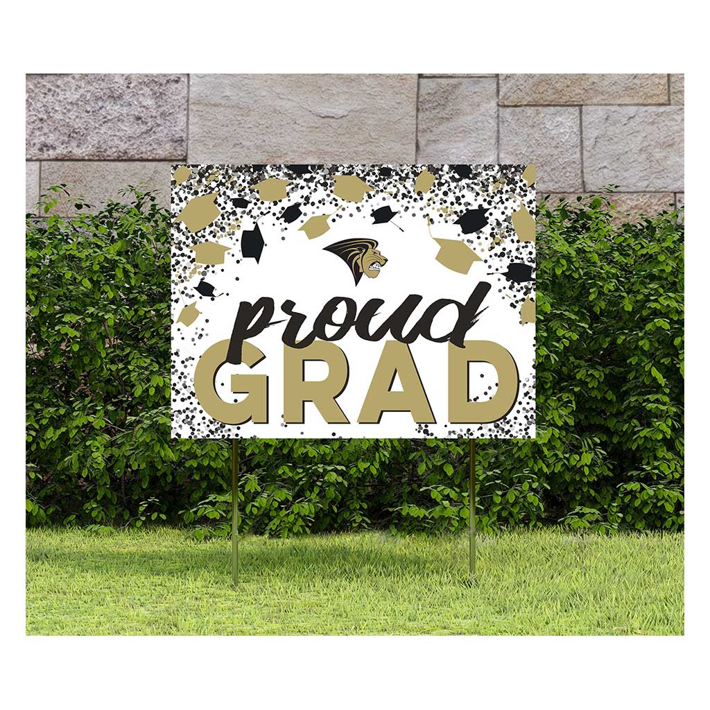 18x24 Lawn Sign Grad with Cap and Confetti Lindenwood Lions
