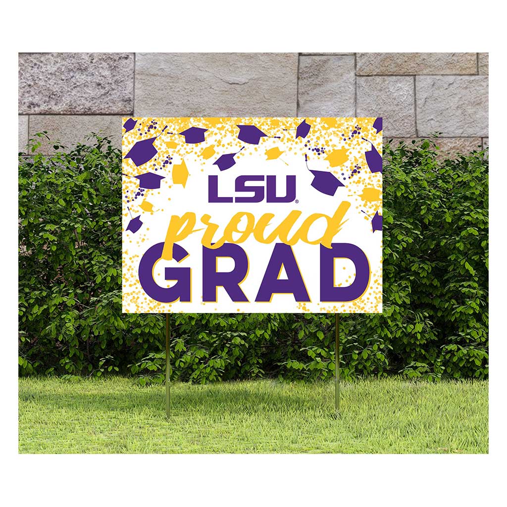 18x24 Lawn Sign Grad with Cap and Confetti LSU Fighting Tigers
