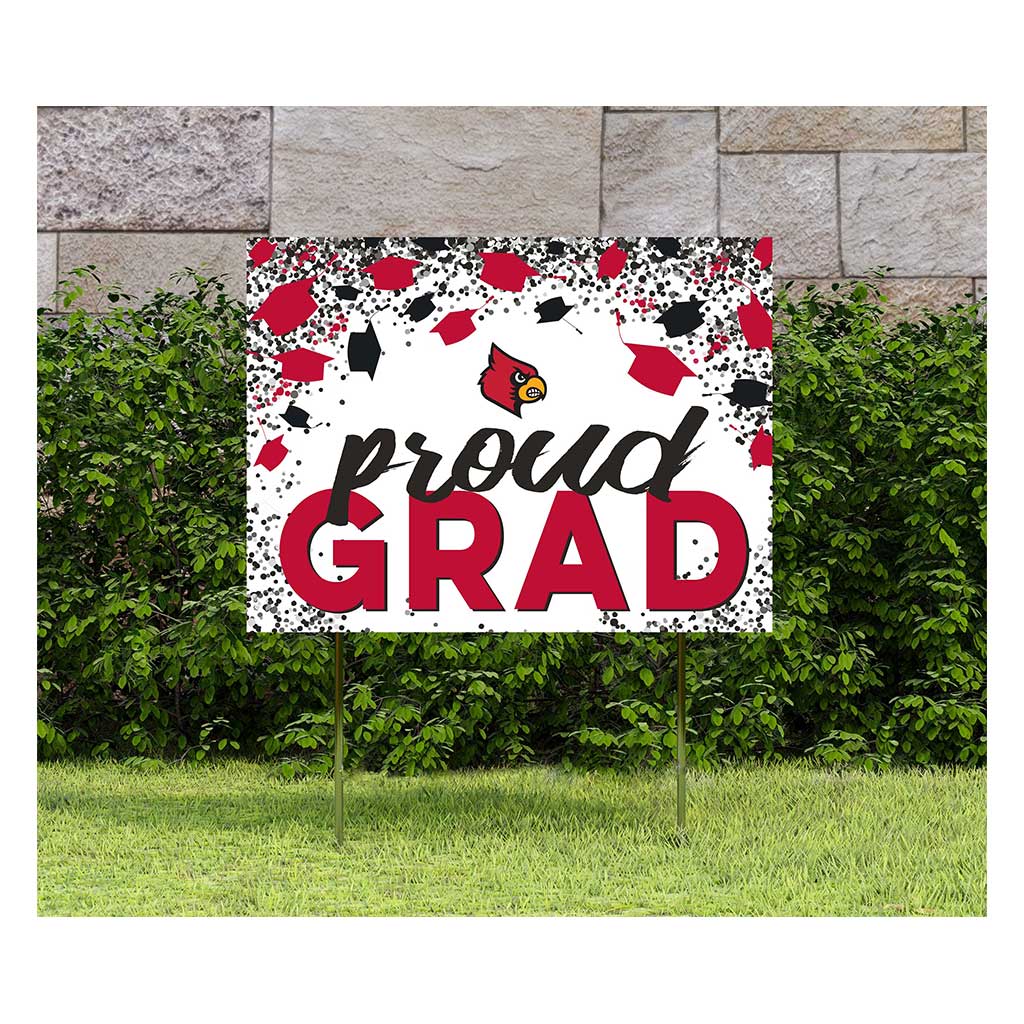 18x24 Lawn Sign Grad with Cap and Confetti Louisville Cardinals