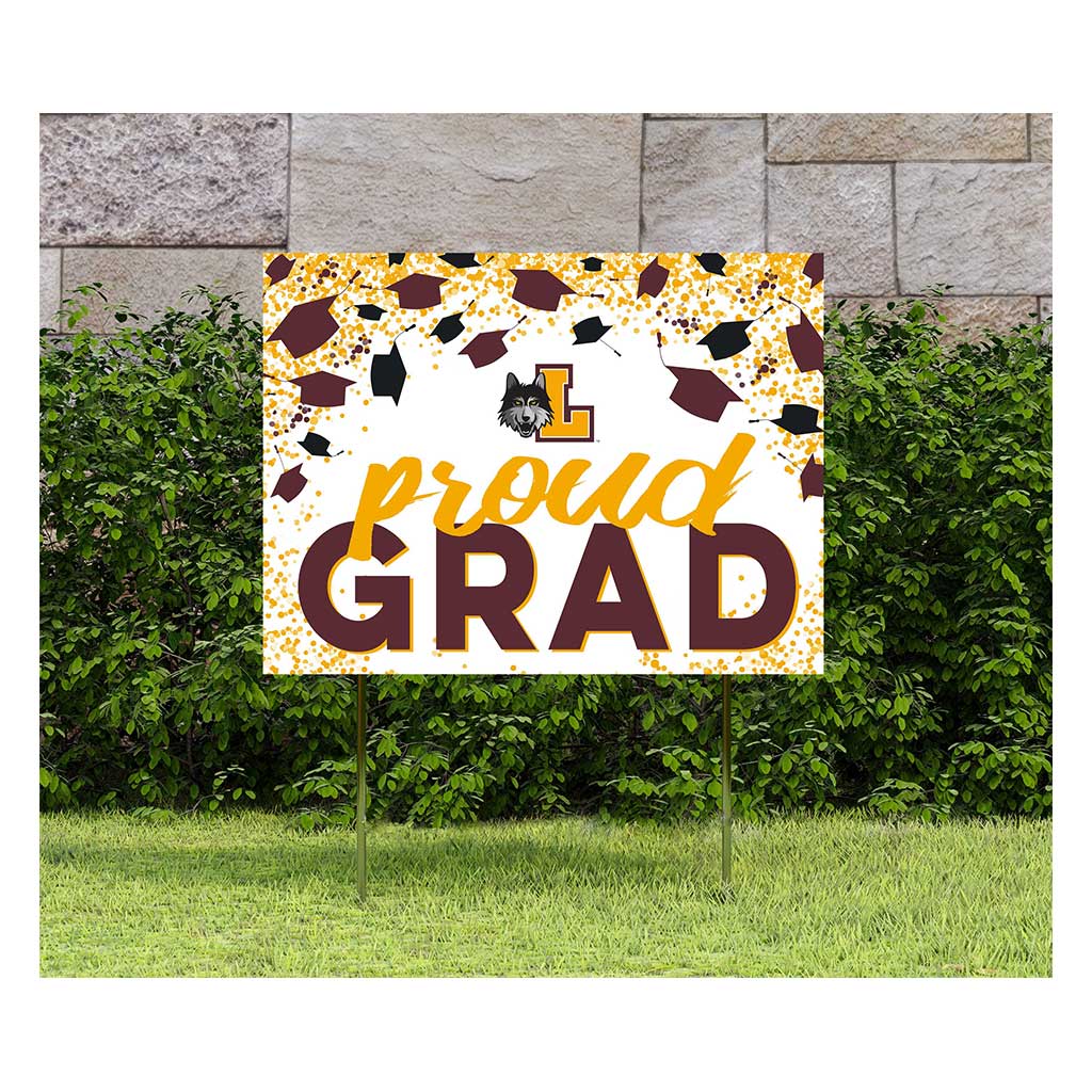 18x24 Lawn Sign Grad with Cap and Confetti Loyola Chicago Ramblers
