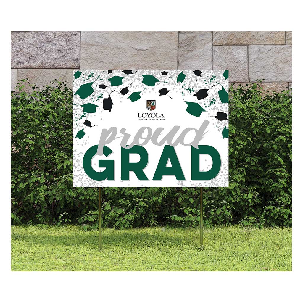 18x24 Lawn Sign Grad with Cap and Confetti Loyola University Greyhounds
