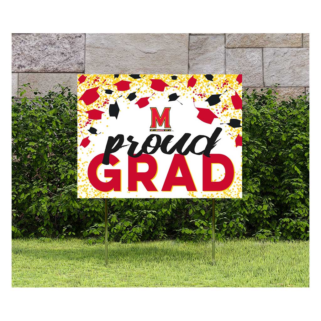 18x24 Lawn Sign Grad with Cap and Confetti Maryland Terrapins
