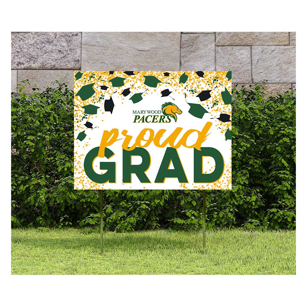 18x24 Lawn Sign Grad with Cap and Confetti Marywood University Pacers