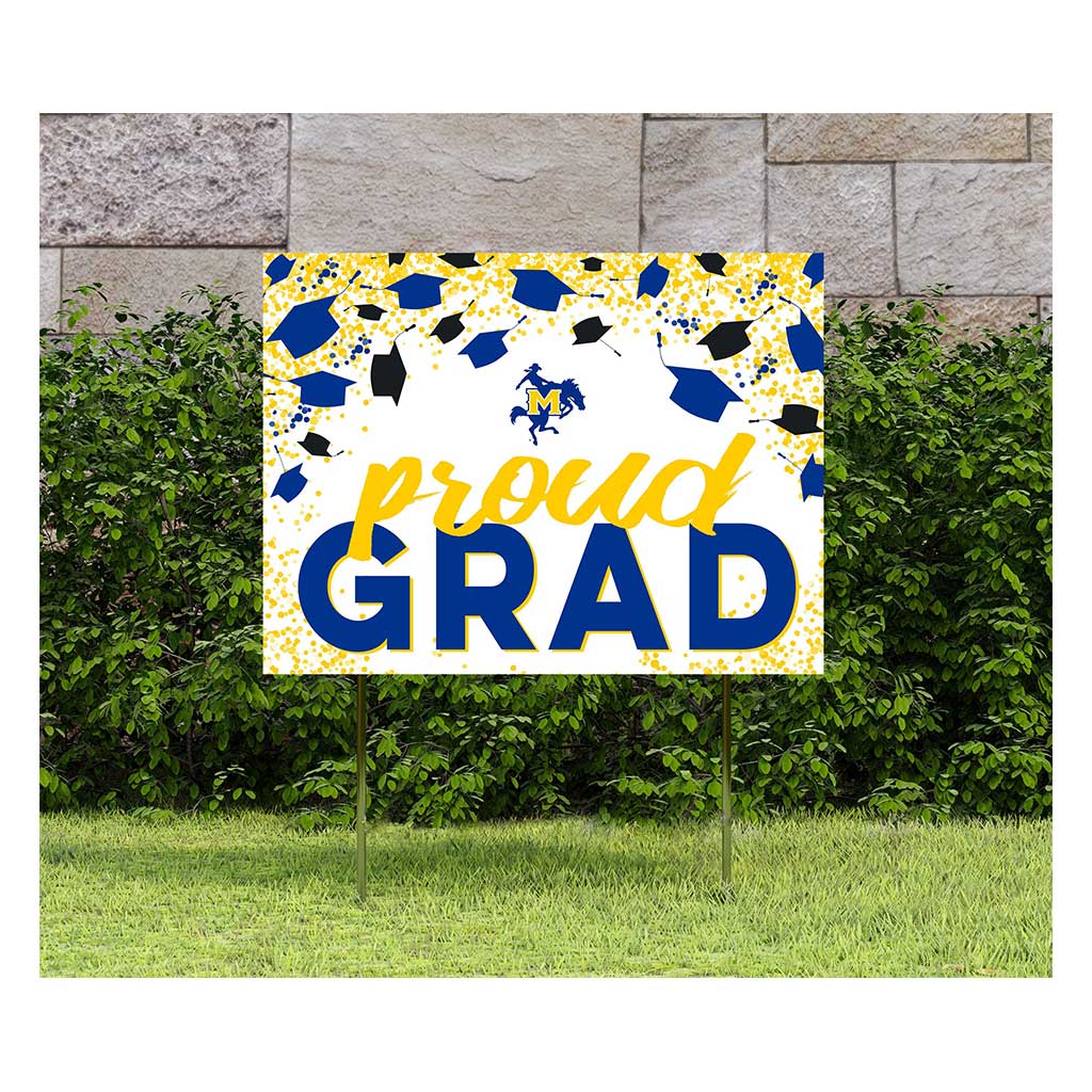 18x24 Lawn Sign Grad with Cap and Confetti McNeese State Cowboys