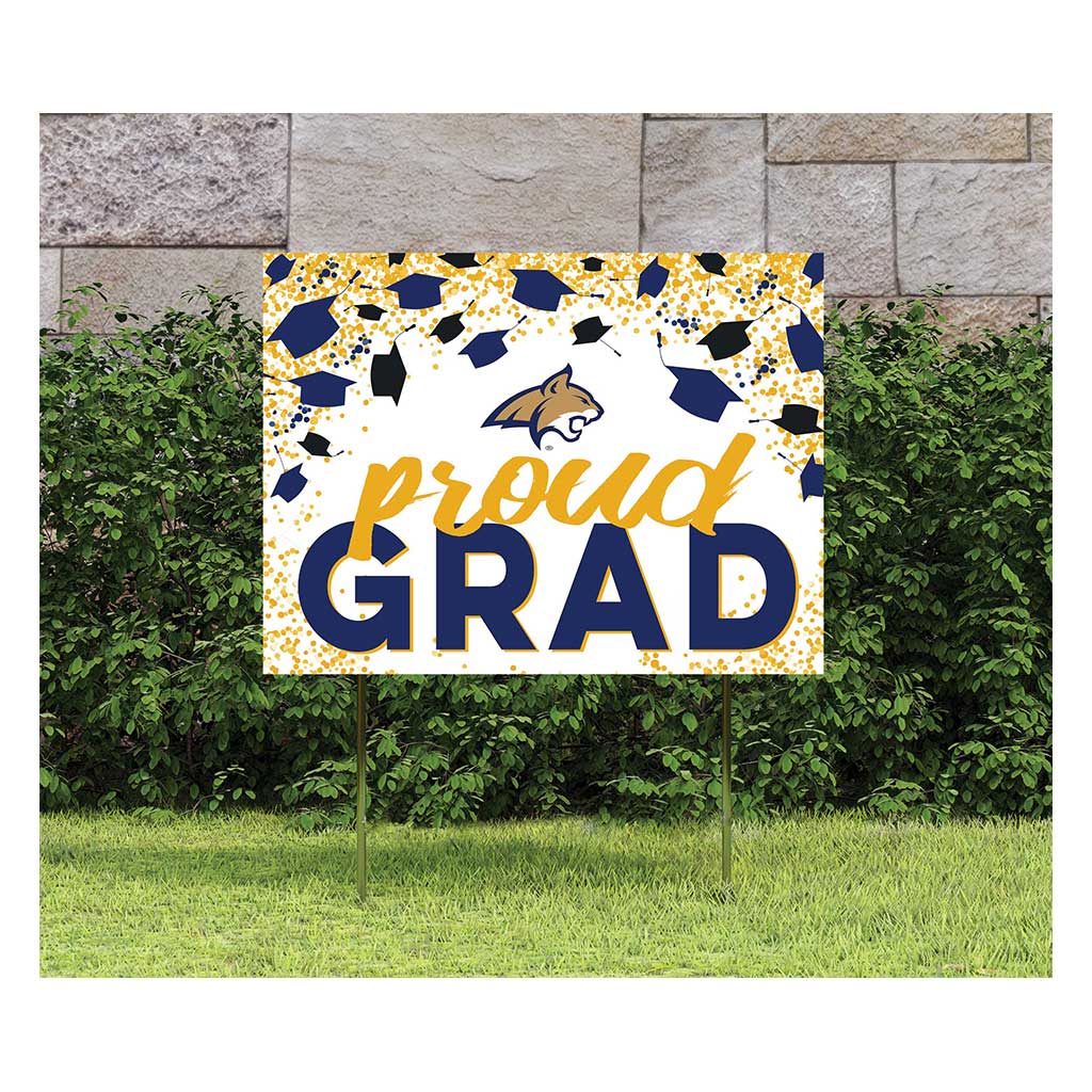 18x24 Lawn Sign Grad with Cap and Confetti Montana State Fighting Bobcats