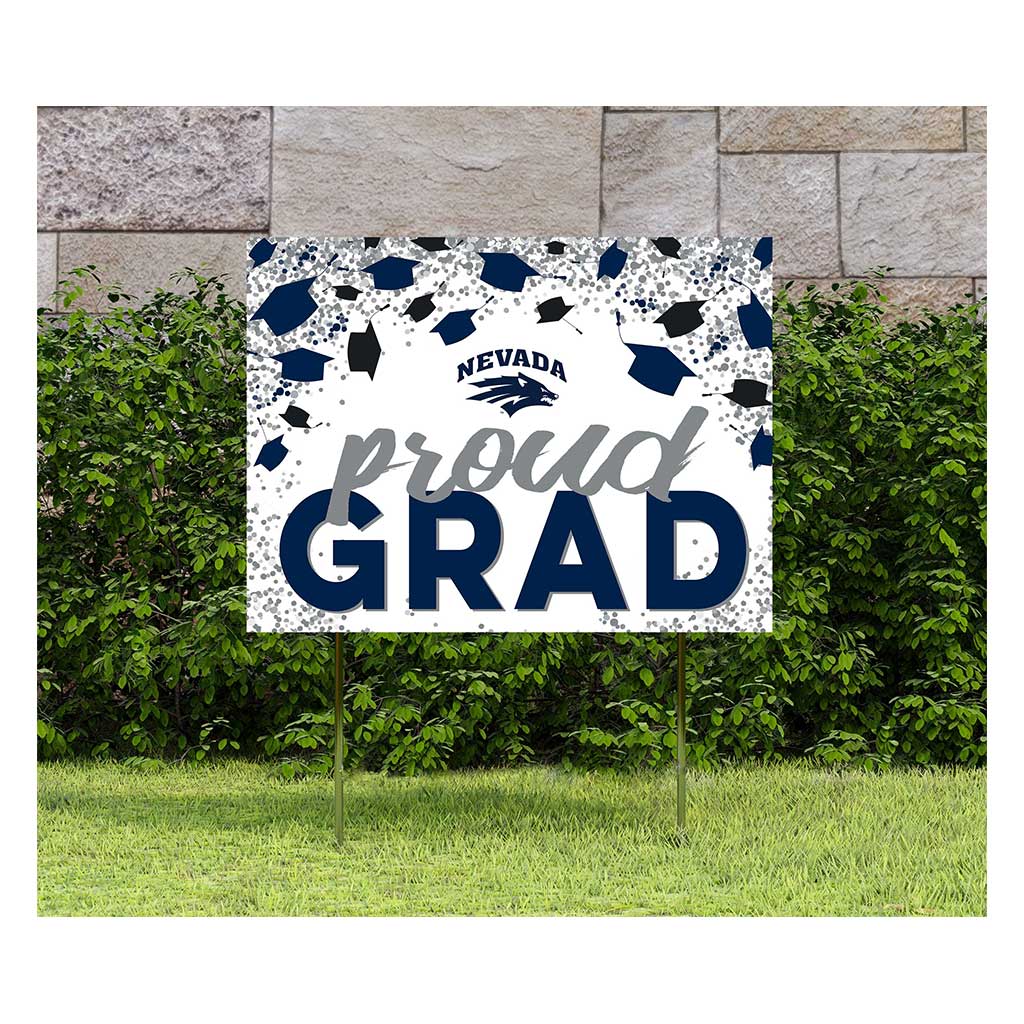 18x24 Lawn Sign Grad with Cap and Confetti Nevada Wolf Pack