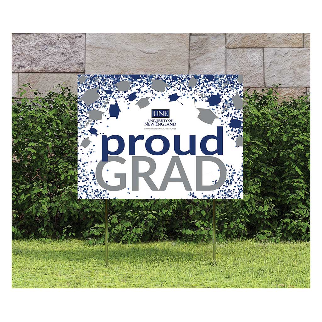 18x24 Lawn Sign Grad with Cap and Confetti New England NorEasters