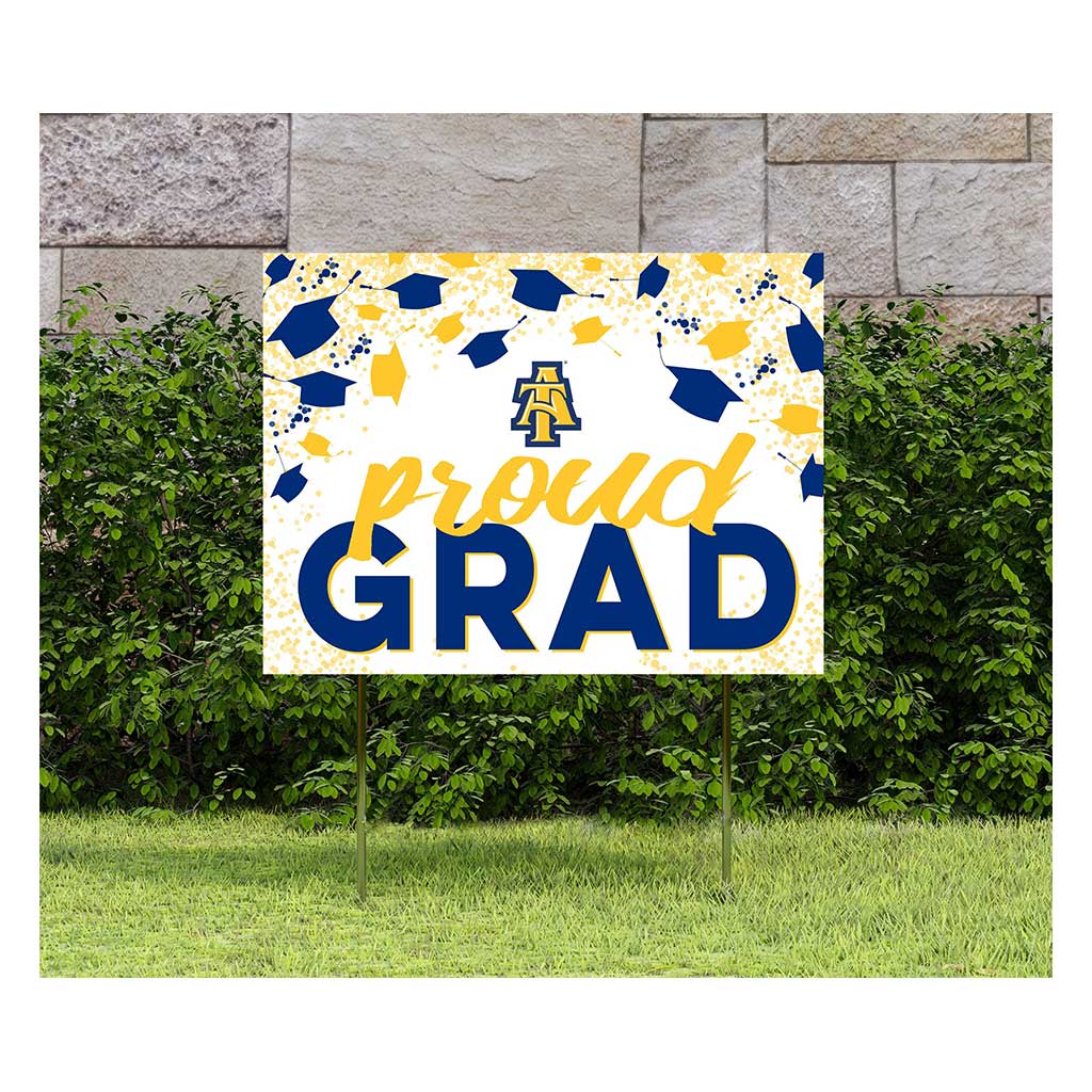 18x24 Lawn Sign Grad with Cap and Confetti North Carolina A&T Aggies
