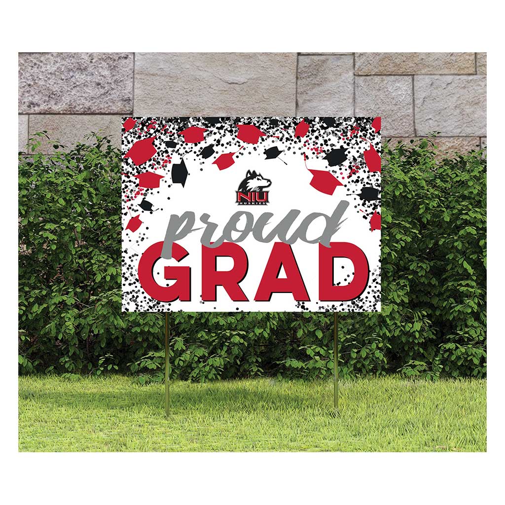 18x24 Lawn Sign Grad with Cap and Confetti Northern Illinois Huskies