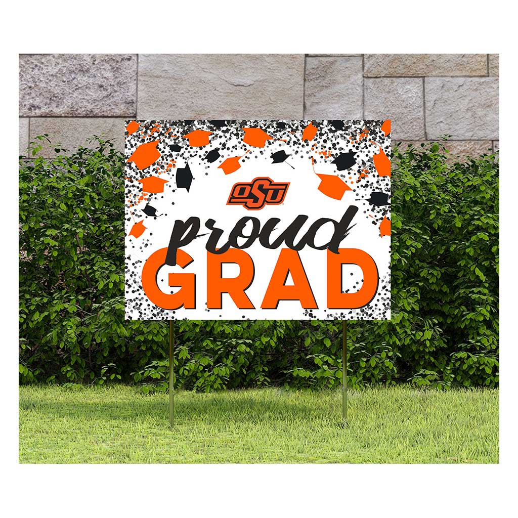 18x24 Lawn Sign Grad with Cap and Confetti Oklahoma State Cowboys
