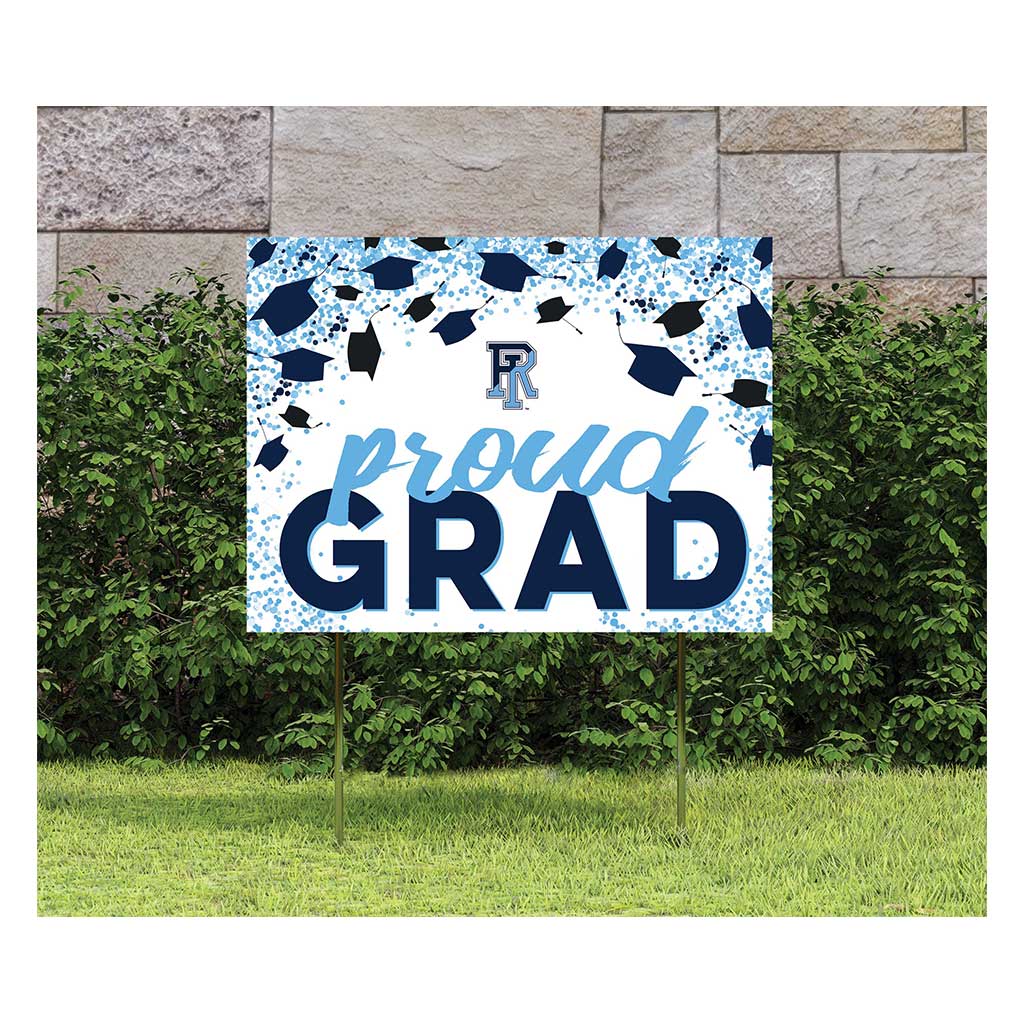 18x24 Lawn Sign Grad with Cap and Confetti Rhode Island Rams
