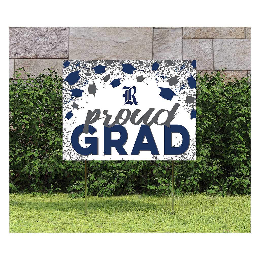 18x24 Lawn Sign Grad with Cap and Confetti Rice Owls