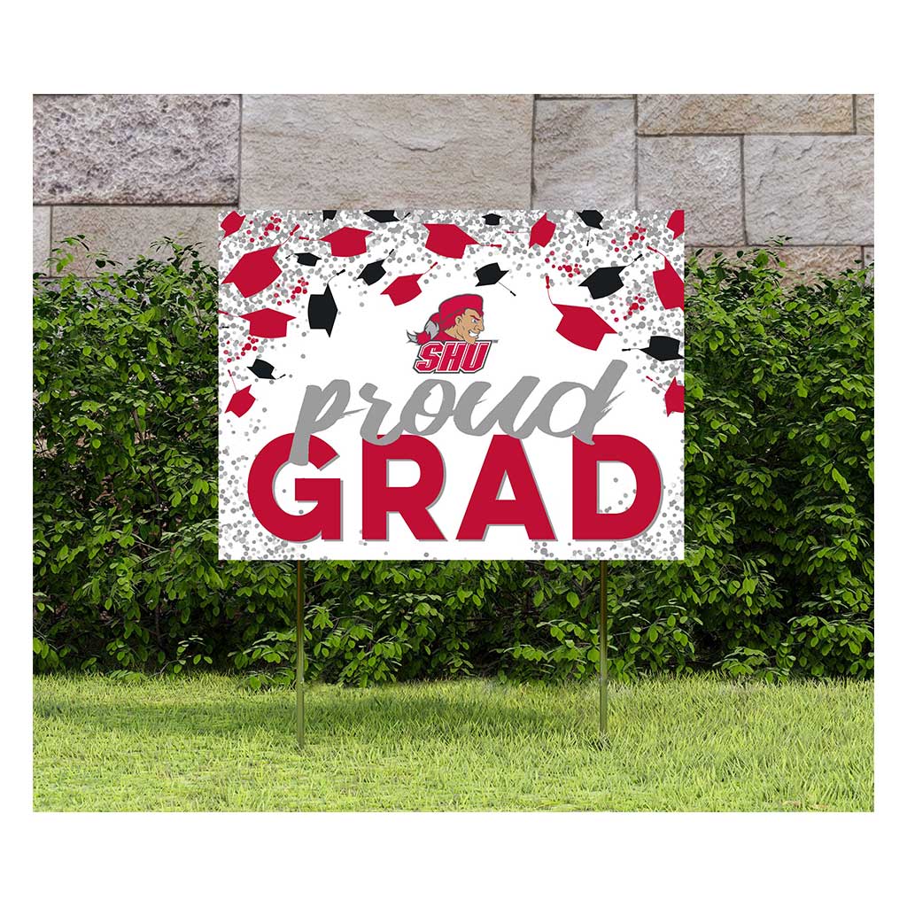 18x24 Lawn Sign Grad with Cap and Confetti Sacred Heart Pioneers