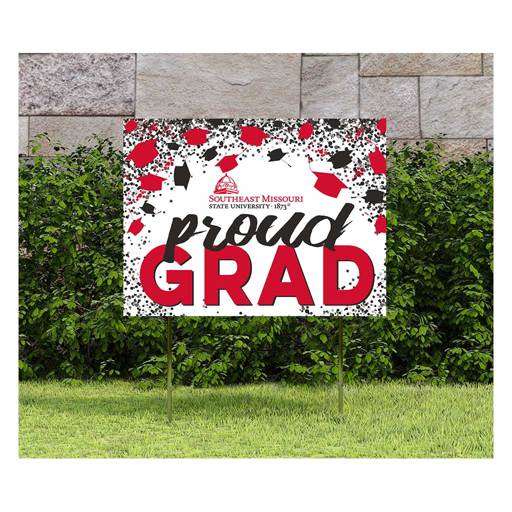18x24 Lawn Sign Grad with Cap and Confetti Southeast Missouri State Redhawks