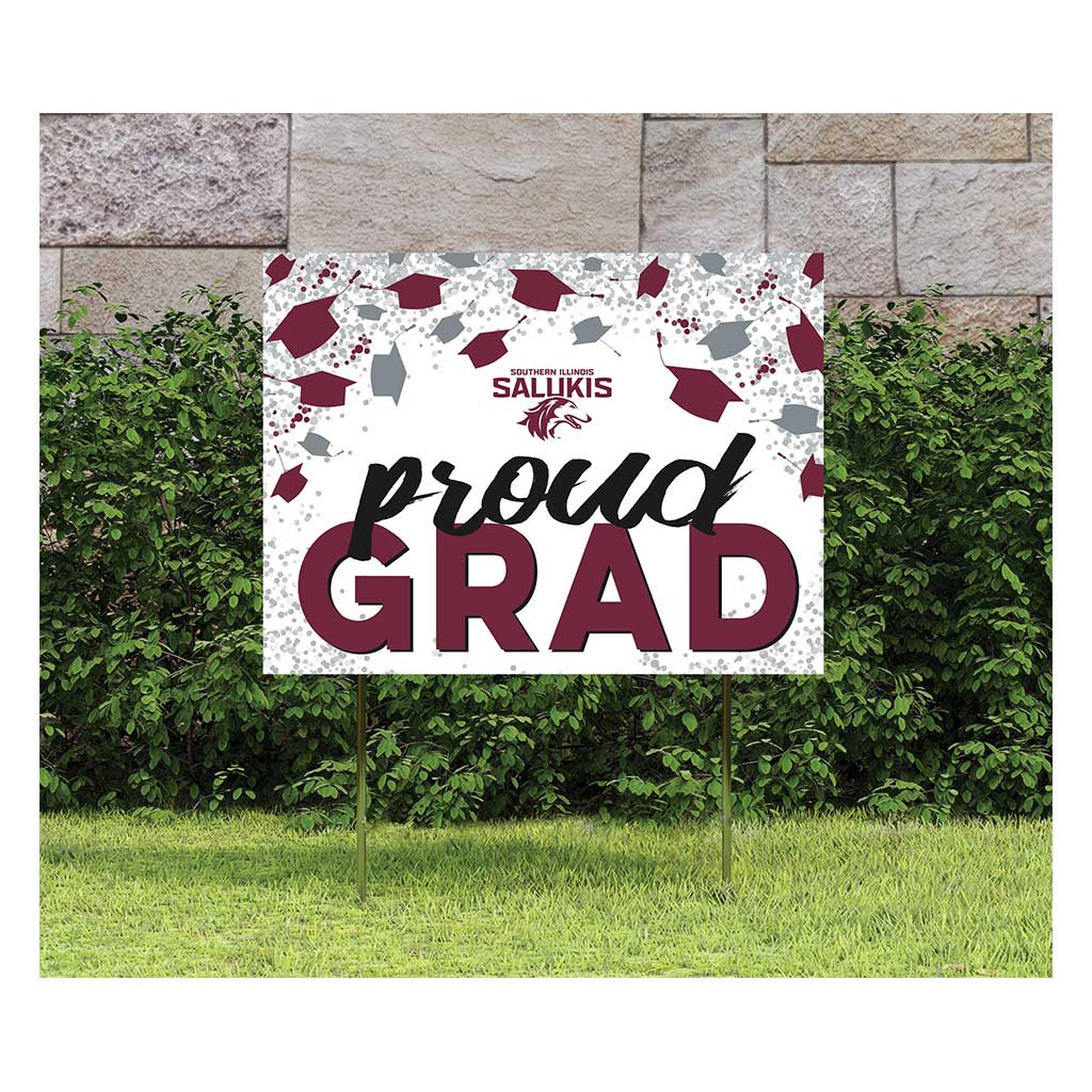 18x24 Lawn Sign Proud Grad with Cap and Confetti Southern Illinois Salukis