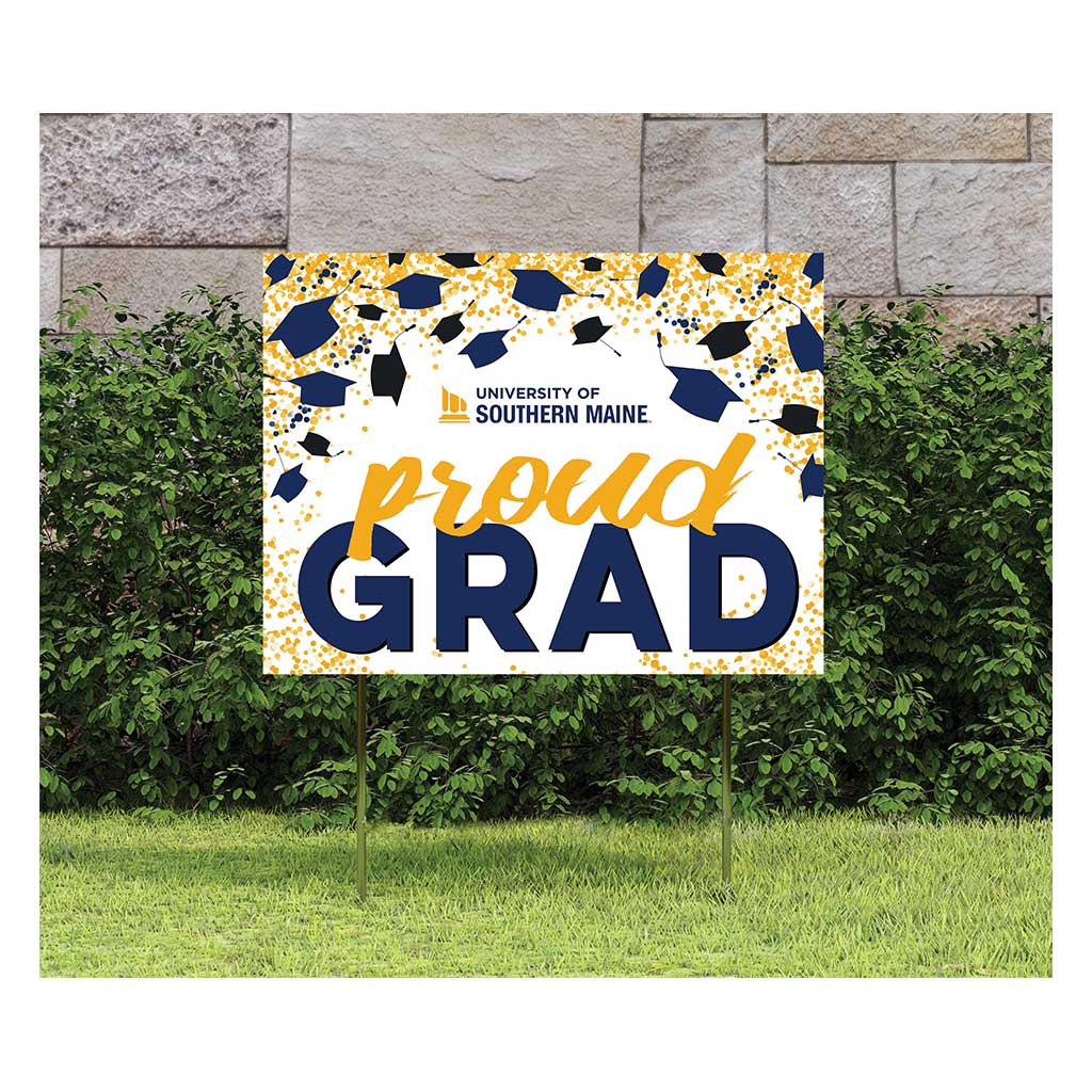 18x24 Lawn Sign Grad with Cap and Confetti Southern Maine Huskies