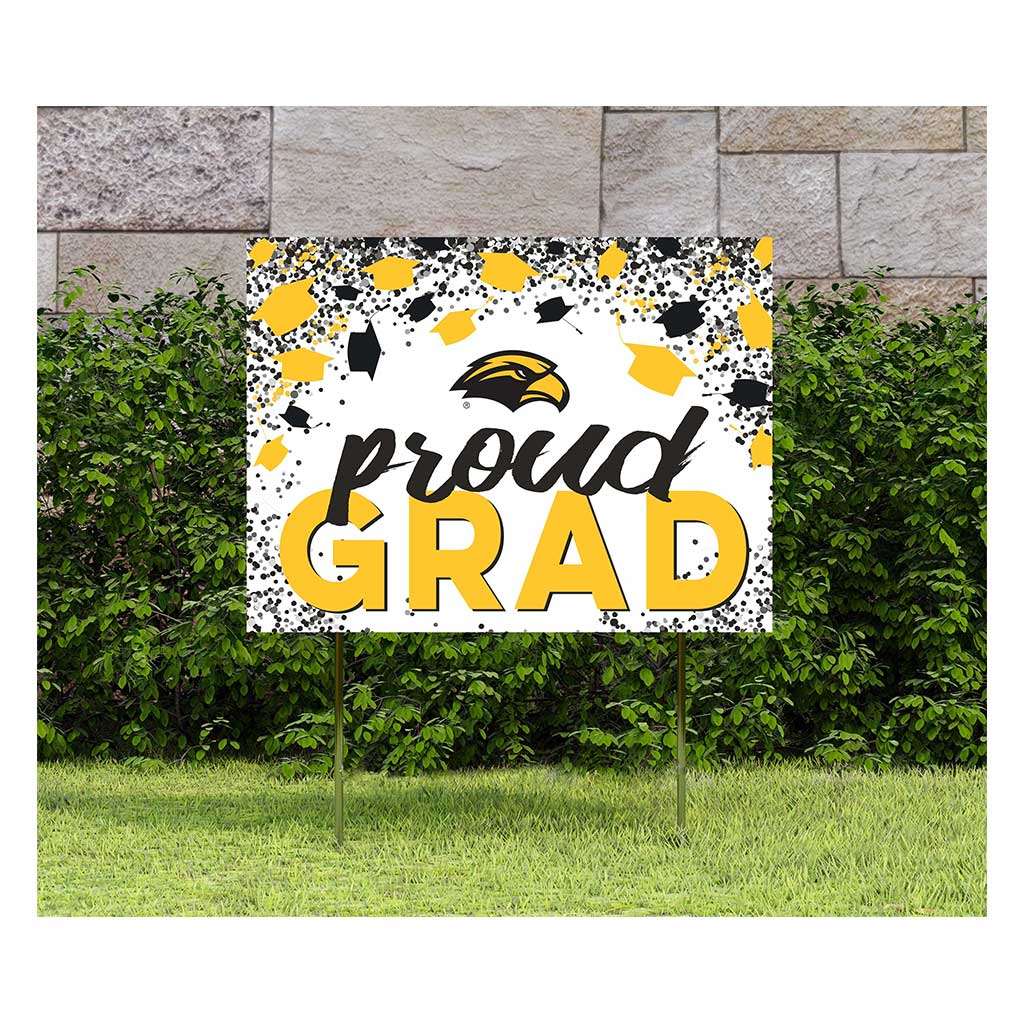 18x24 Lawn Sign Grad with Cap and Confetti Southern Mississippi Golden Eagles