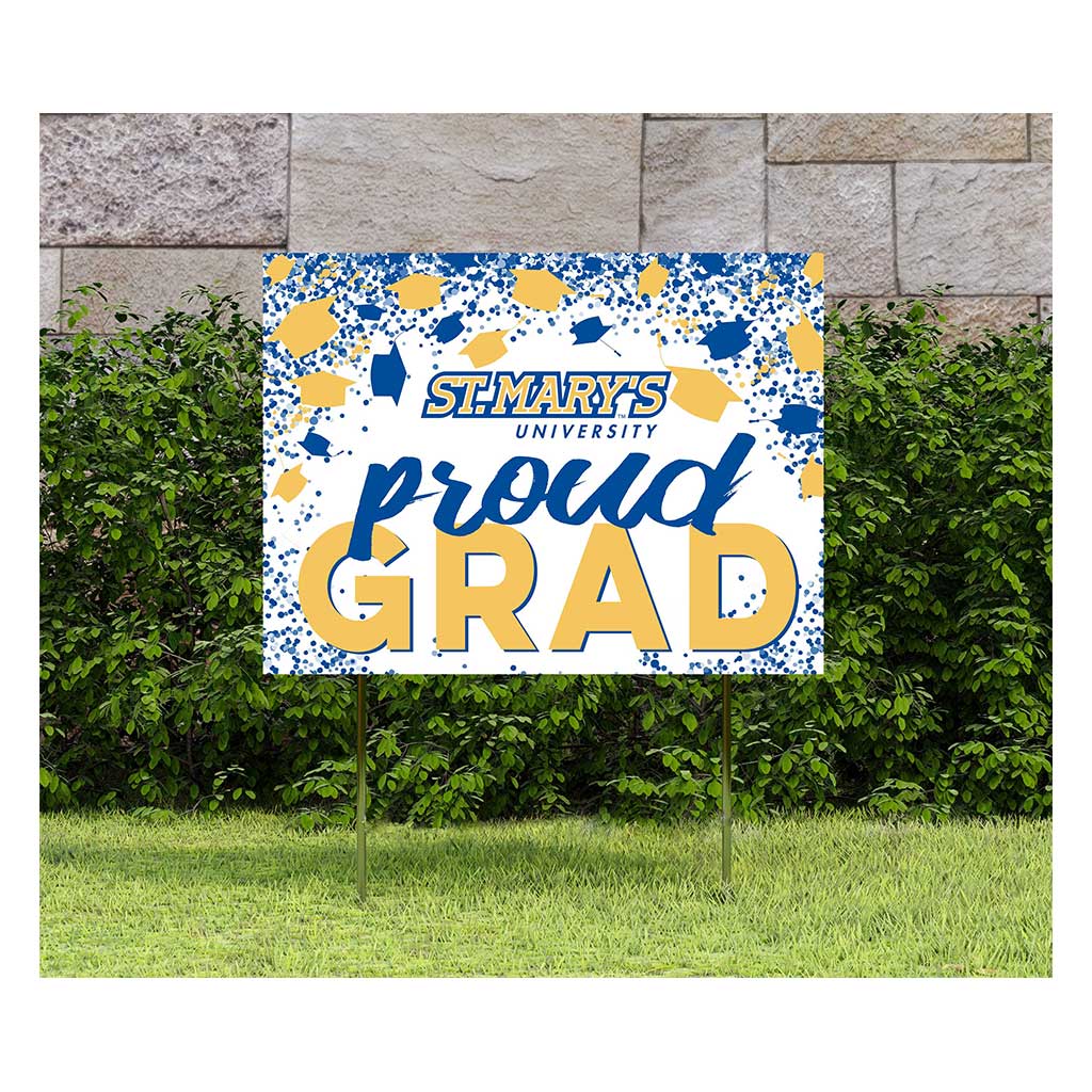 18x24 Lawn Sign Grad with Cap and Confetti St Mary's (San Antonio) Rattlers
