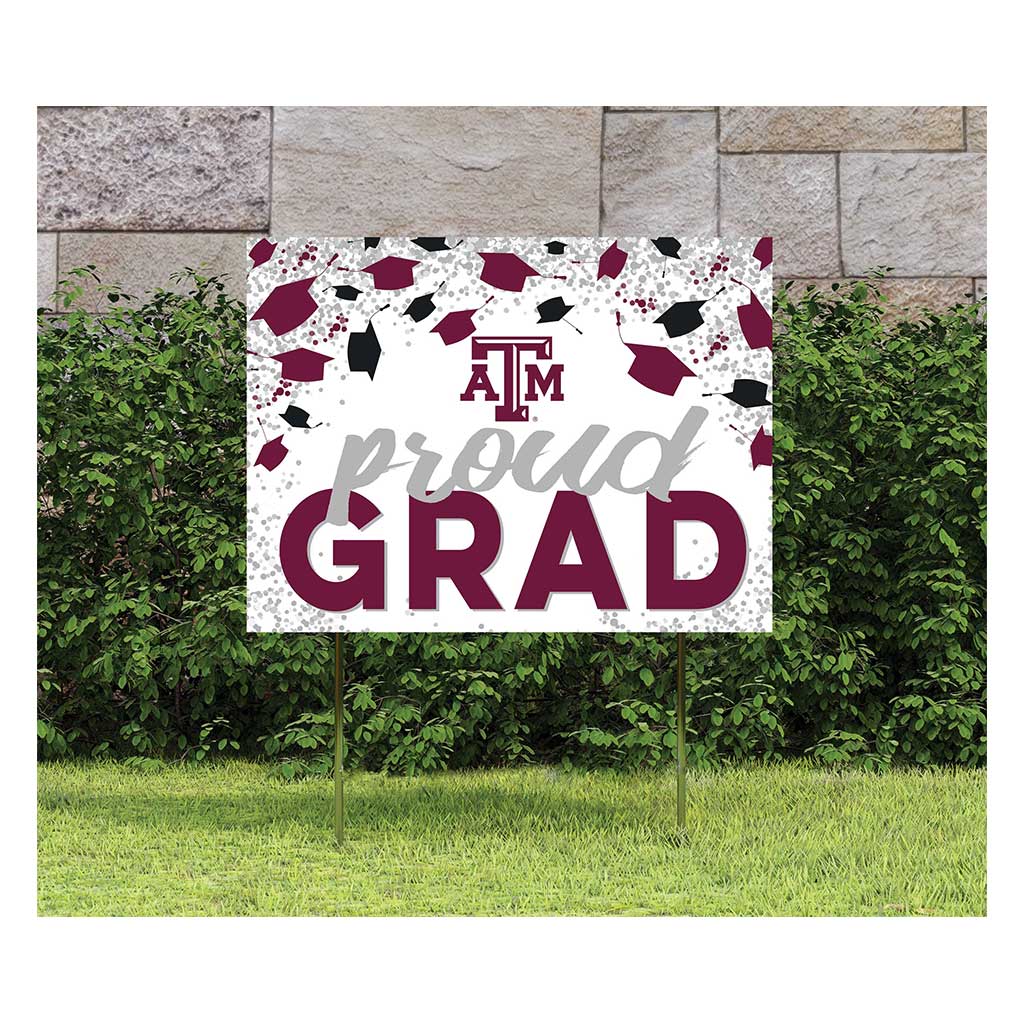 18x24 Lawn Sign Grad with Cap and Confetti Texas A&M Aggies