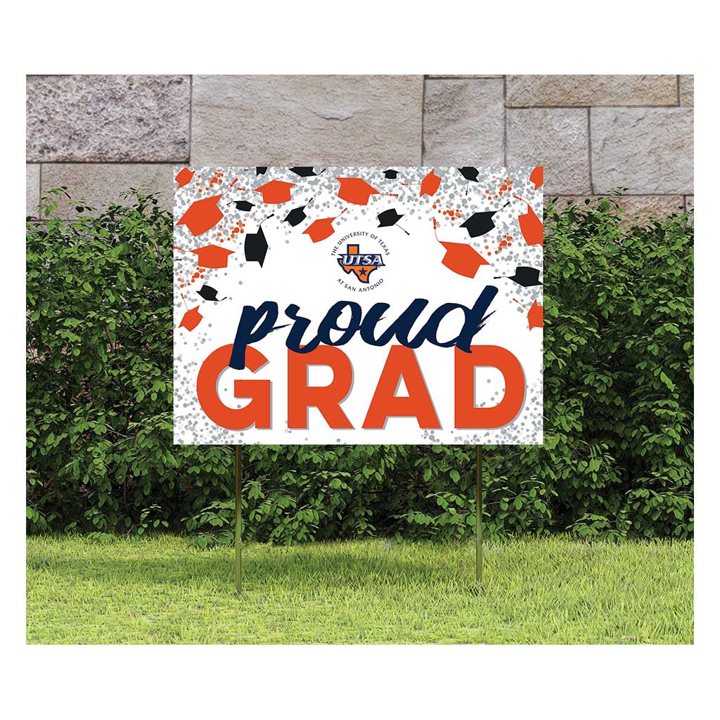 18x24 Lawn Sign Grad with Cap and Confetti Texas at San Antonio Roadrunners