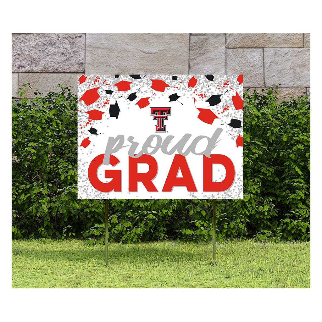 18x24 Lawn Sign Grad with Cap and Confetti Texas Tech Red Raiders
