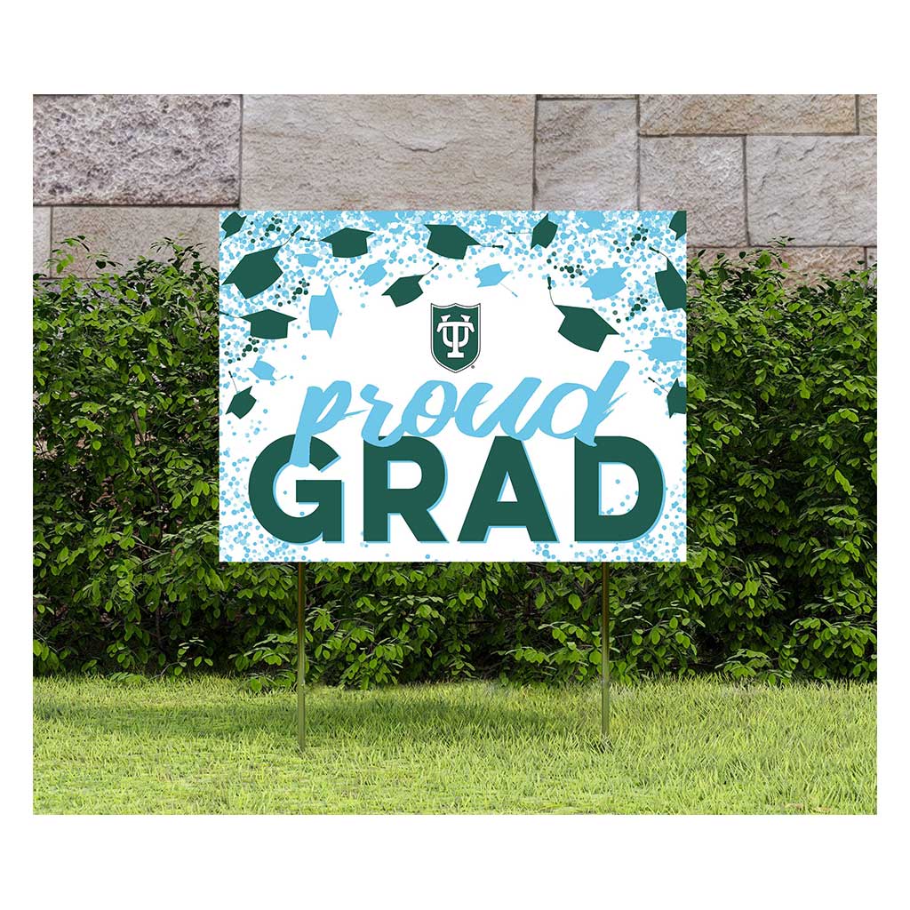18x24 Lawn Sign Grad with Cap and Confetti Tulane Green Wave