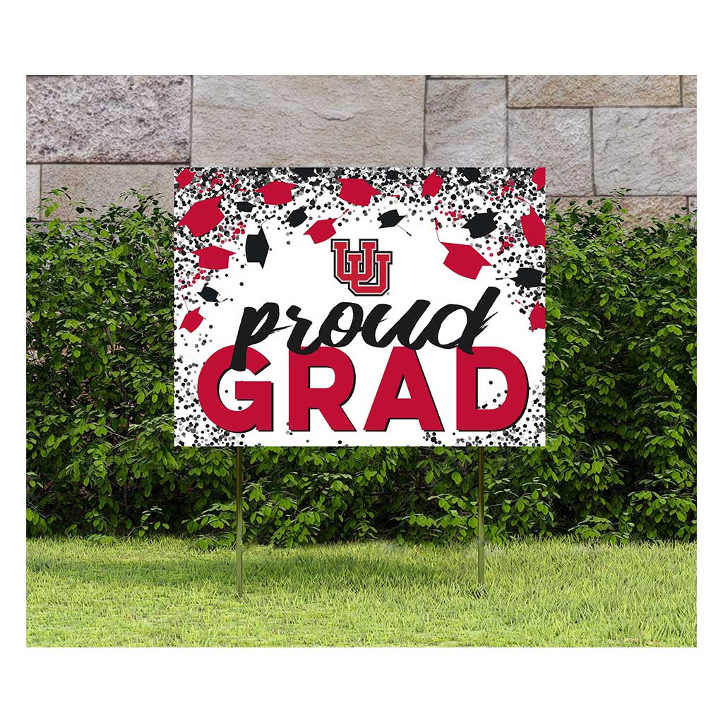 18x24 Lawn Sign Grad with Cap and Confetti Utah Running Utes
