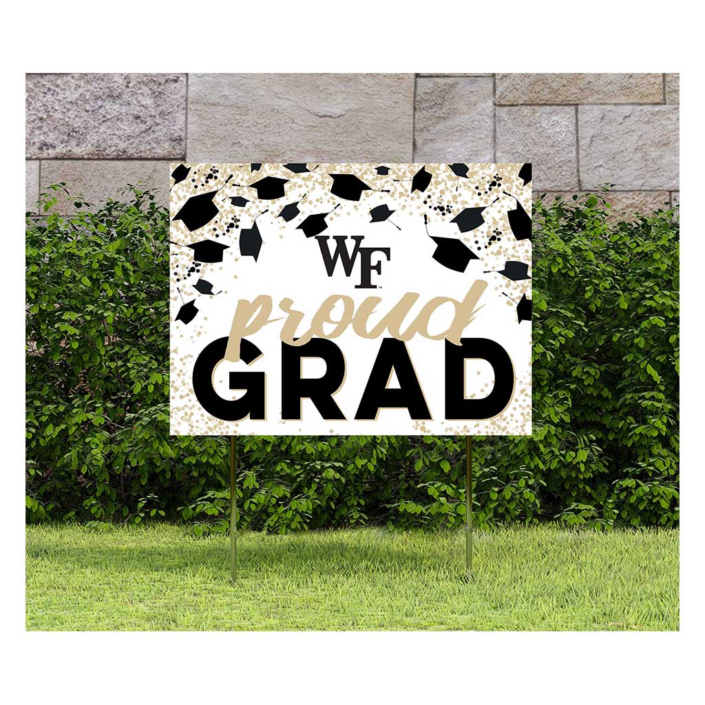 18x24 Lawn Sign Grad with Cap and Confetti Wake Forest Demon Deacons