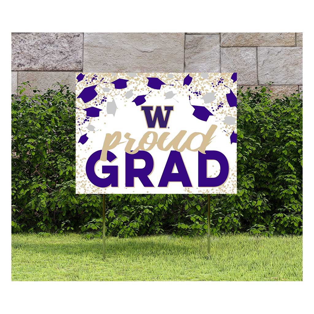 18x24 Lawn Sign Grad with Cap and Confetti Washington Huskies