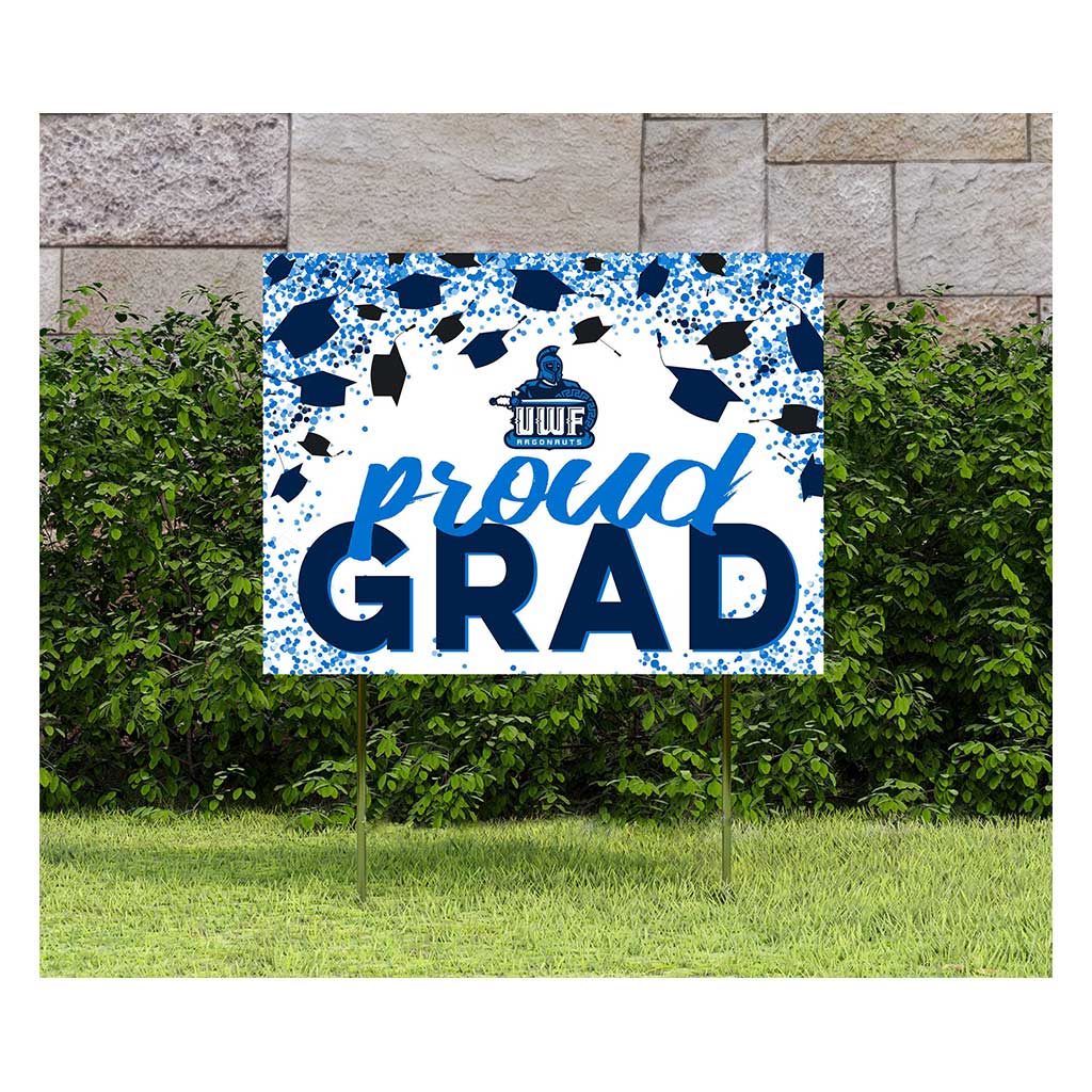 18x24 Lawn Sign Grad with Cap and Confetti West Florida University Argonauts